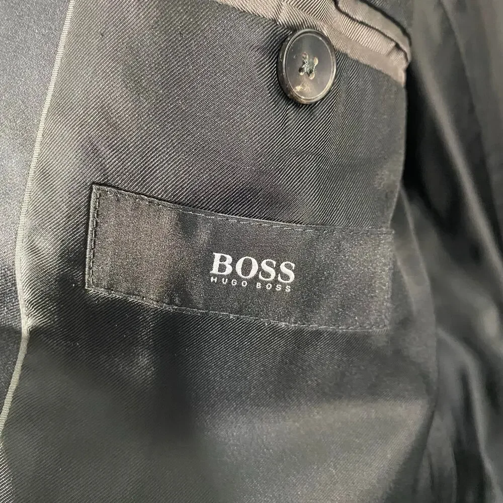BOSS Hugo Boss Men's Dark Grey Reda Super 100 Virgin Wool Blazer Size 40S